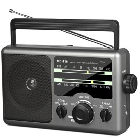 Jazmm AM FM Portable Radio Battery Operated Radio by 4X D Cell Batteries Or AC Power T
