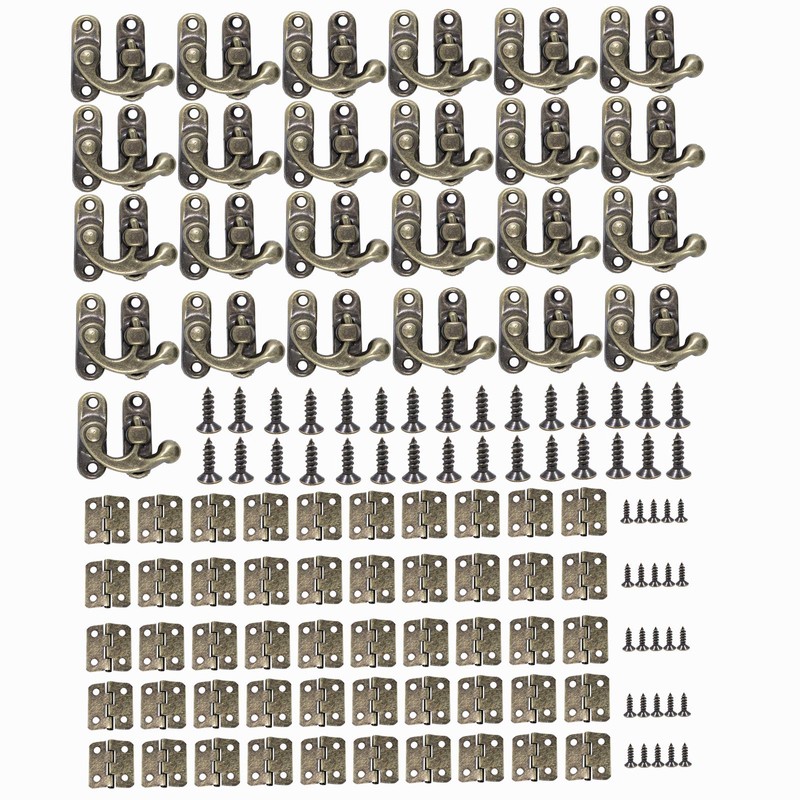 Gizhome 25 Sets Antique Right Latch Hook Hasp and 50