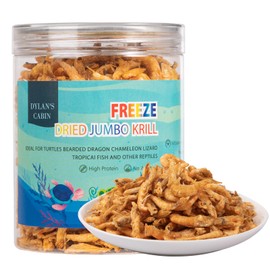 Dylan's cabin Turtle Food Freeze Dried Krill - Jumbo Antarctic Krill High Protein Reptile Food for Aquatic Turtles,Bearded Dragon Chameleon Lizard Amphibians,Tropical Fish and Reptiles(113G)