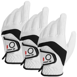 Golf Gloves for Men 3 Pack Natural Lambskin and Synthetic Leather Combination Soft Soft Elastic Breathable Non-Slip Grip Rain Sweat Resistant All Weather Golf Wear SWPY-610 (Left Hand (Set of 3), 25)