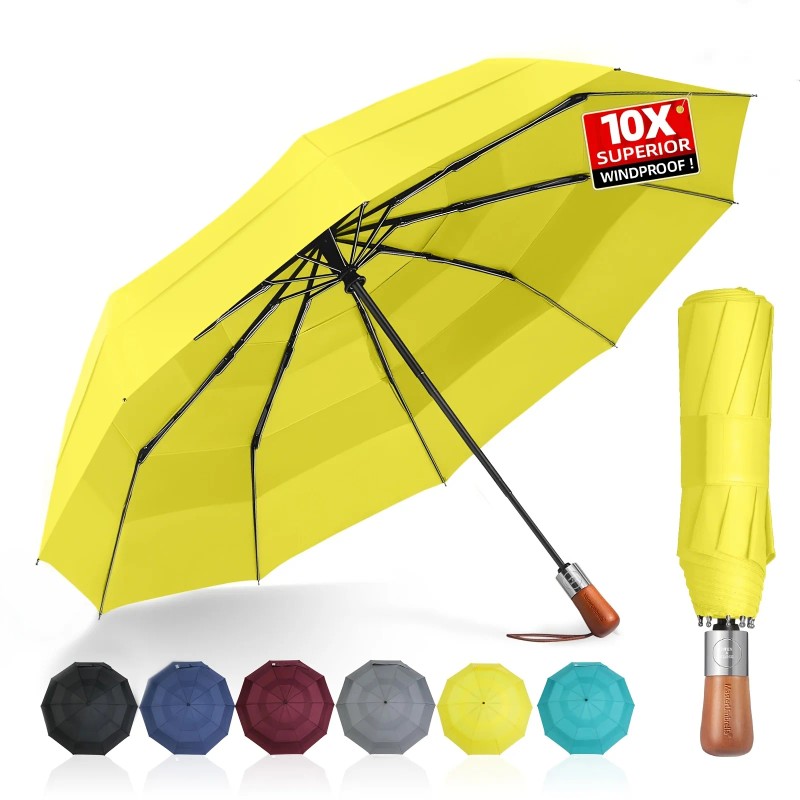 Windproof Fully-Automatic Large Folding Umbrella with Alloy Ribs UV Resistant
