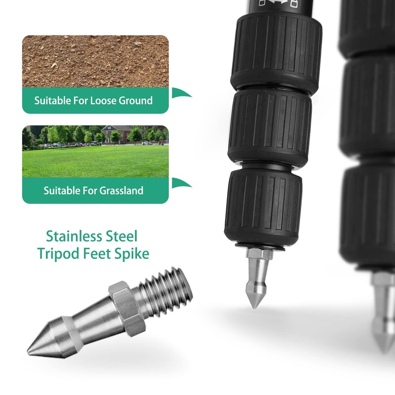 Rigych 6 Pcs Tripod Spike Feet 3/8-16 Thread Rubber Feet