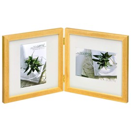 Hakuba Carre FSQCR-NTL2 Square Wooden Photo Frame, L Size, 2-Sided, Natural, Lightweight and Unbreakable PET Board