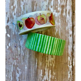 Love Nicole 2 Rolls Watercolor Fruit Stripes Washi Tape Decorative Planner Supply  Craft