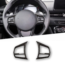 BLAKAYA Compatible with Carbon Fiber Center Control Steering Wheel Logo Button Interior Decoration Sticker for Toyota Supra GR A90 A91 MK5 2019 2020 2021 2022 (2PCS Black)