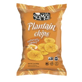 SAMAI Naturally Sweet Plantain Chips 5oz (Pack of 8) - Gluten Free, All Natural, NON-GMO and Kosher