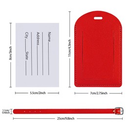 Luggage Tags, 6 Pcs Leather Suitcase Labels Travel Luggage Tag with Name ID Card Baggage Labels Tags for Luggage Bags Backpacks Cruise Waterproof Travel Accessories（Red）