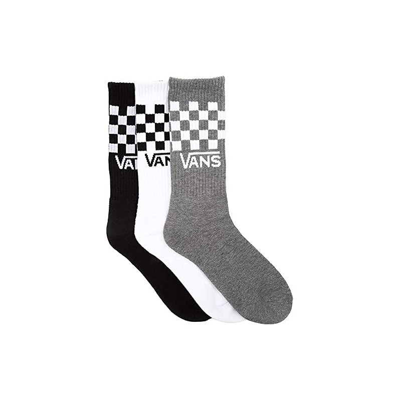 Vans, Men's Crew Socks, 3 Pair Pack (6.5-9, Assorted/Checkered)