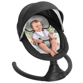 Bioby Baby Swing for Infants with 5 Natural Sway Speeds, Portable Bt Music Rocker with Remote Control&5-Point Harness, Lightweight Baby Rocker for 5-20 Lb,0-12 Months Black