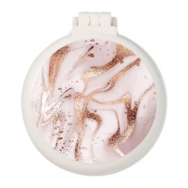 Mini hairbrush, pocket hairbrush with mirror, portable for purse/pocket, travel size (Golden marble)