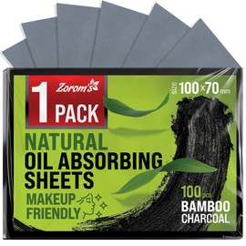 Natural Oil Blotting Sheets for Face with Bamboo Charcoal - 1pk/100 Makeup Friendly Oil Absorbing Sheets for Face - Blotting Papers for Oily Skin
