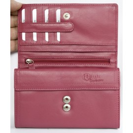 Women's pink soft genuine leather wallet HMT