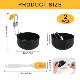 2 PCS Stainless Steel Egg Poacher, Egg Cooker with Brush Non-Stick Boiler Poached Egg Maker for Perfect Boiled Eggs Collapsible Hang Ear Egg Boiler Poached for Kitchen Tool