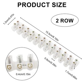 12 Way 30A Electrical Connector Blocks 30 Amp White Terminal Block Strip Electric Wire Choc Block Connectors for Connecting Wiring Cable (Pack of 2, Dual Row 12 Position)