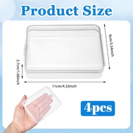 4Pcs Portable Travel Cotton Pad Holder, Bathroom Vanity Countertop Storage Organizer, Refillable Cotton Ball Holder Dispenser, Small Cosmetic Sponge Storage Box for Cotton Rounds, Swabs, Floss (Clear)