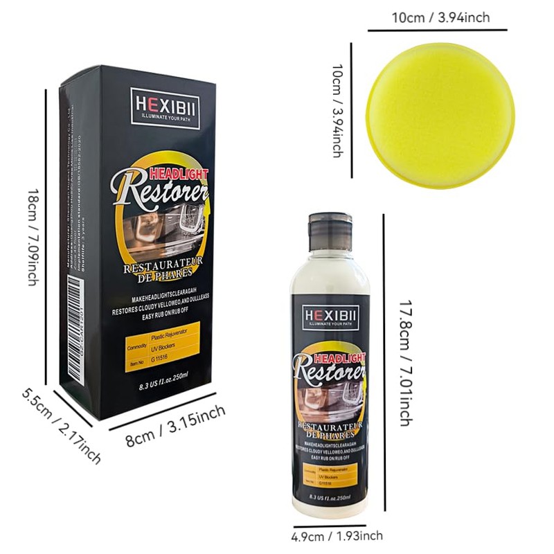 Car Headlight Restore and Cleaner, Removes Dullness, Yellowing and Oxidation,