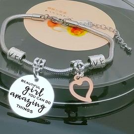 Pulseras Mujer, Pulseras para Mujer Acero Inoxidable, Joyería Inspiradora con Cita, Brazalete Ajustable, Regalos de Graduación para Mujer, Hija, Sobrina, Hermana y Mejores Amigas, Regalo para Novia