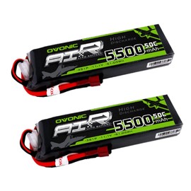 Ovonic 5500mAh 3S 11.1V 50C Lipo Battery with T Plug for DJI F450 Quadcopter Airplane Helicopter Car Truck Boat Hobby and ARRMA Granite Senton mega BIGROCK(2 Packs)