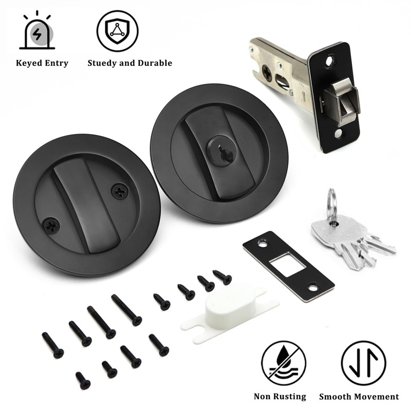 Dontay 2 Pack Pocket Door Lock with Key, Contemporary Entrance
