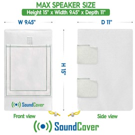 Two Large Speaker Covers for C-Bracket Mounted Outdoor Speakers in White, Heavy Weight Waterproof UV Protection - fits Definitive Technology AW 6500, Klipsch AW-650, Polk Audio 8 Speakers