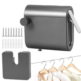 DEECOZY Washing Line Retractable Outdoor, 4.2M/14FT Clothes Lines for Outside, Heavy Duty Stainless Steel Extendable Washing Line, Wall Mounted Washing Lines for Indoor Outdoor Garden Balcony Patio