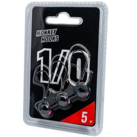 Monkey Lures Hook - 3 Jig Heads, Size/Weight/Colour: Size 1/0 / 5 g / Black