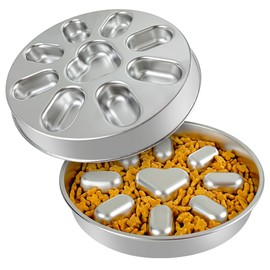 Oiwliur Slow Feeder Dog Bowls with Non-Slip Mat, Stainless Steel Metal Slow Feeder for Small & Medium Dogs, 2 Cups Pet Bowl for Fast Eaters, Slows Down Eating, Dishwasher Safe, Anti-Gulping Dog Bowl