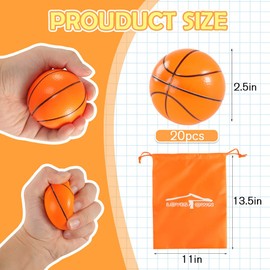 LovesTown Basketball Stress Balls, 20PCS Mini Basketballs Soft Foam Basketball squishies Small Squeeze Balls | Stress & Anxiety Relief Balls for Sports Theme Basketballs Party Favors School