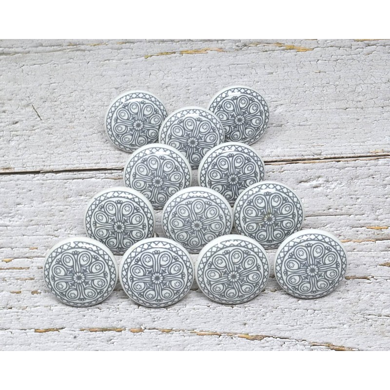 ARTISNO Hand Painted Mandala Ceramic Cabinet Drawer Pull/Use for Cupboard,