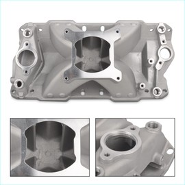 FGJQEFG Intake Manifold Single Plane Cast Satin Finish Aluminum Compatible with 1957-1995 SBC Small Block Chevy 350 400