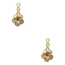 Delight Jewelry Goldtone Plumeria Flower Goldtone Infinity Post Earrings