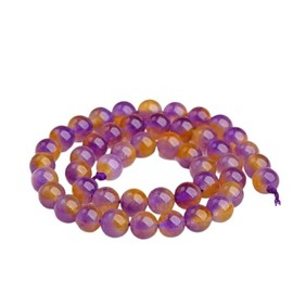 Natural Stone Ametrines Purple Yellow Crystal Stone Round Beads Spacer Beads for Jewelry Making 6-10mm DIY Bracelets Jewelley 15inch 39cm Beadwork (Item Diameter : 6mm About61pcs)
