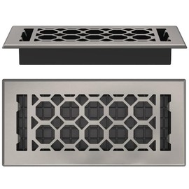Floor Register 4x10 Vent Cover – Heavy-Duty Steel, Rustproof & Walkable Grates, Easy Drop-in Install, Adjustable Air Supply Switch - Decorative Honeycomb Design, Brushed Nickel
