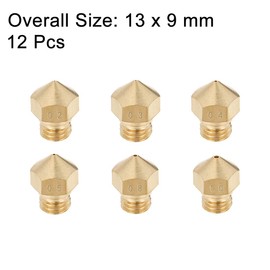sourcing map 12pcs 3D Printer Nozzle M7 Brass Nozzle 0.2mm,0.3mm,0.4mm,0.5mm,0.8mm,1mm,for 3D Printer Extruder 1.75mm Filament