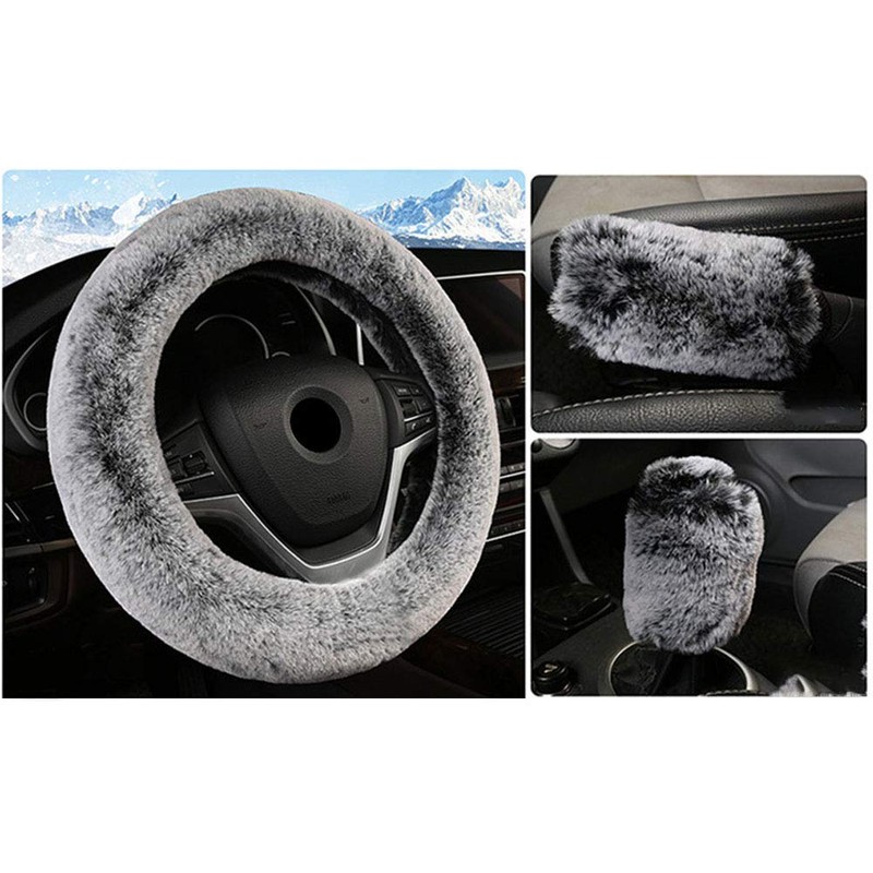 Steering Wheel Cover, Fluffy, Warm, Anti-Slip, Breathable, Cold Protection, For