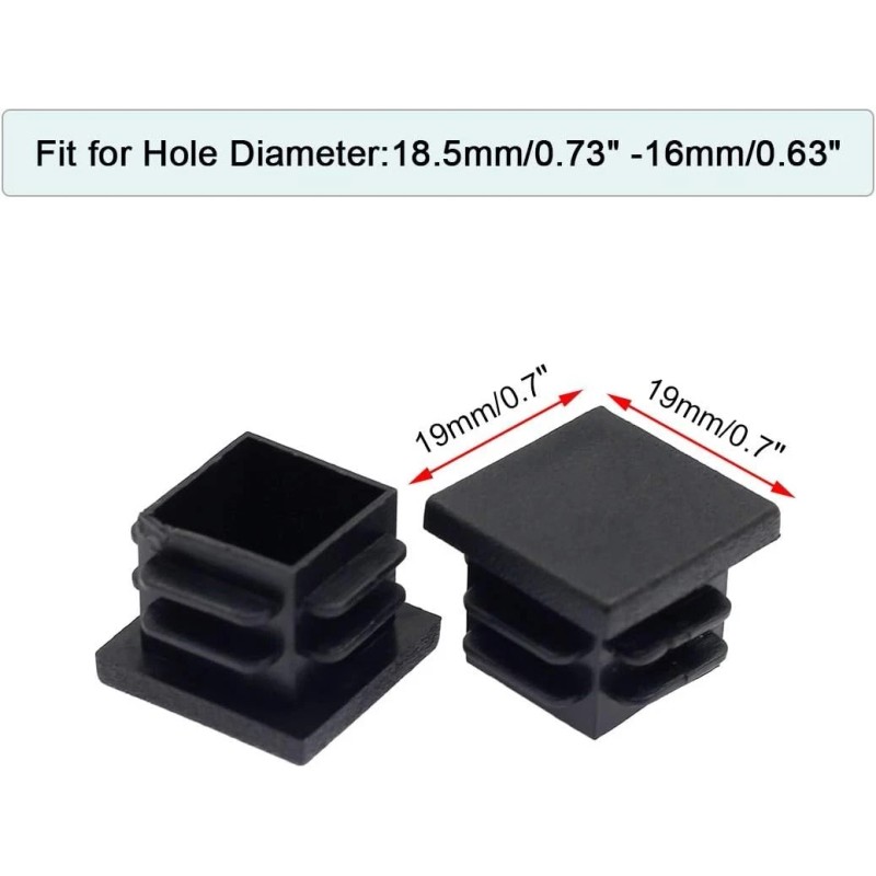 Suiwotin 24Pack 19Mm (3/4 Inch) Square Plastic Plug, Square Tubing