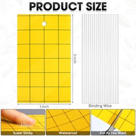 Qualirey 100 Pcs Yellow Sticky Trap for Gnats 3 x 5'' Dual Side Sticky Fruit Fly Trap with Tie Plant Sticky Trap for Flying Insect Fungus Bugs Flying Sticky Trap Sticky for Indoor Outdoor