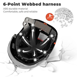 Mustbau Construction Hard Hats Safety Helmet with Clear Visor and Chin Strap, Adjustable Vent Hole, 53 to 63 cm Hard Hat for Forestry, Builders, and Industrial