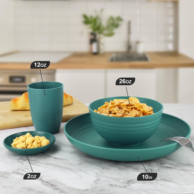 Wrova Wheat straw plates and bowls set of 16 -