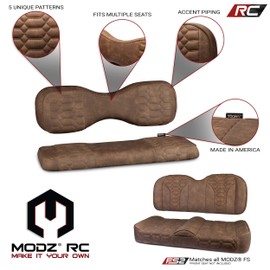 MODZ® RC Custom Golf Cart Rear Seat Covers - Brown Base - Double Diamond Pattern