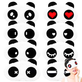 Osuter 8 Pieces Sleeping Mask Plush Cute Sleep Eye Mask Panda Sleeping Mask Eye Cover for Children Girls Women Travel Nap Night