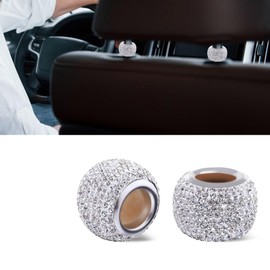 Wedcool 2PCS Car Head Rest Rings Decor, Bling Car Headrest Collars, Auto Head Rest Rhinestone Crystal Diamond, Seat Accessory Crystal Decoration, Car Interior Accessories for Cars, SUVs (White)