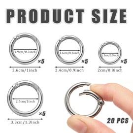 SYEYCW 20 Pcs Round Carabiner Clip, Trigger Metal Spring O Rings, O Ring for Purse Strap, Silver Round Carabiner Keyring, for Keyring Clip, Bag, Purse, Handbag, Strap, Tents, DIY Craft, Jewelry Making