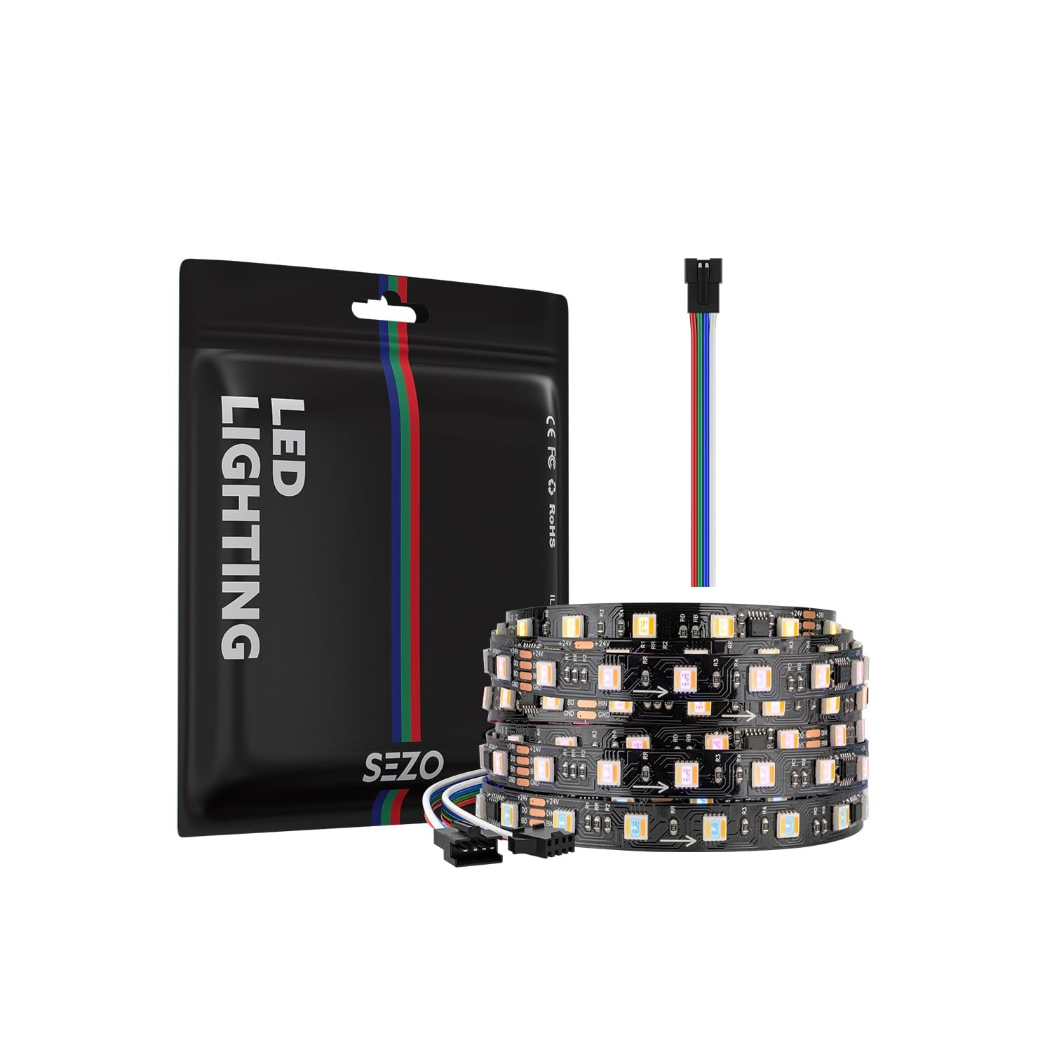 SEZO WS2805 IC RGBCCT Addressable LED Strip Dual Data RGB+Dimmable ...