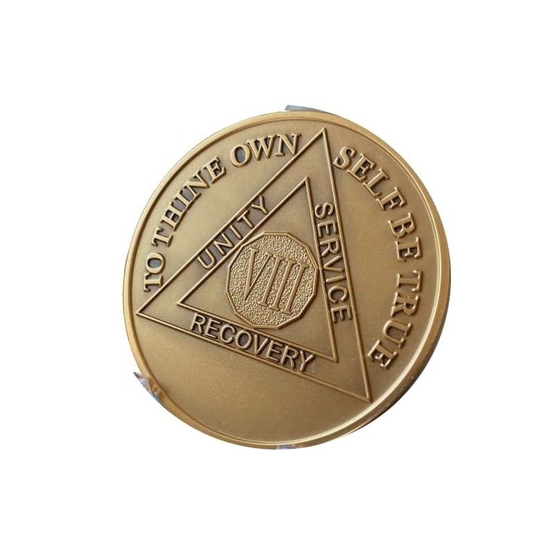 8 Year AA Medallion Premium Bronze Sobriety Chip Serenity Prayer