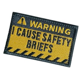 Funny Patches - Warning I Cause Safety Briefs, Embroidered Tactical Morale Patch for Backpack Dog Harnesses Army Vests Jackets Jeans Hats (Yellow)