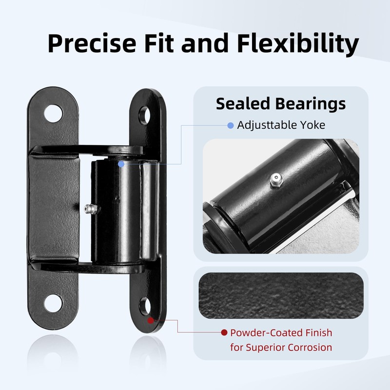 2 Pack Heavy Duty Gate Hinges 7" Sealed Bearings Adjustable