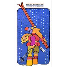 Colorado Ski Country Skier by Gene Hoffman, Original 1970's Ski Poster, Size 11 1/2 x 21 inches