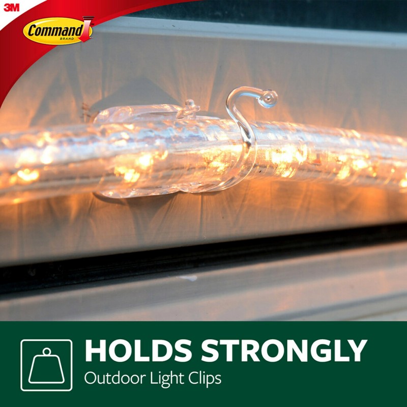 Command Outdoor Rope Light Clips, 12 Hooks and 16 Command