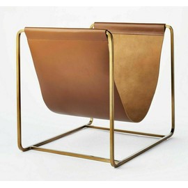 Threshold New, Threshold designed 16" x 14" Metal Log Holder with Leather Sling